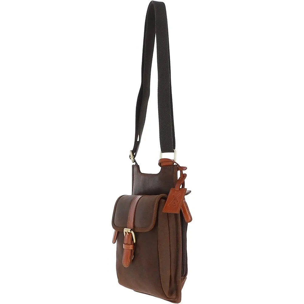 Fenland Cow Oily Leather Flight Bag Brown/Tan Buff: FEN-782