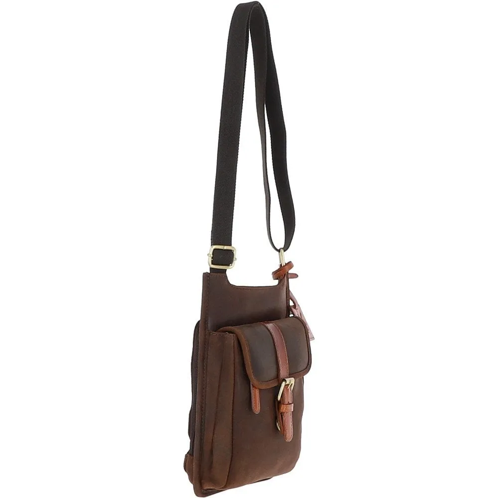 Fenland Cow Oily Leather Flight Bag Brown/Tan Buff: FEN-782