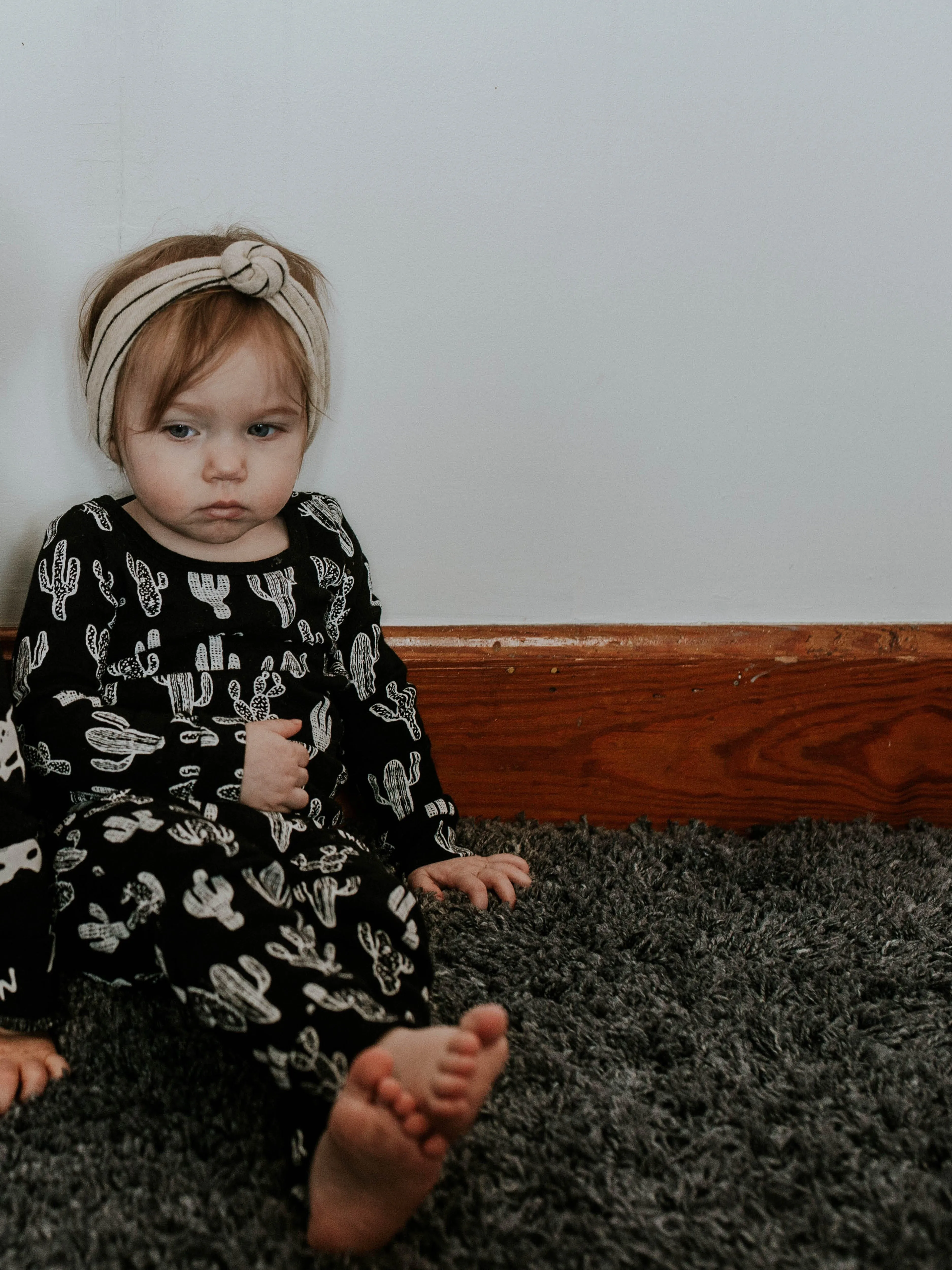 FINAL SALE - Organic Pajama Set -  WHITE ON BLACK CACTUS