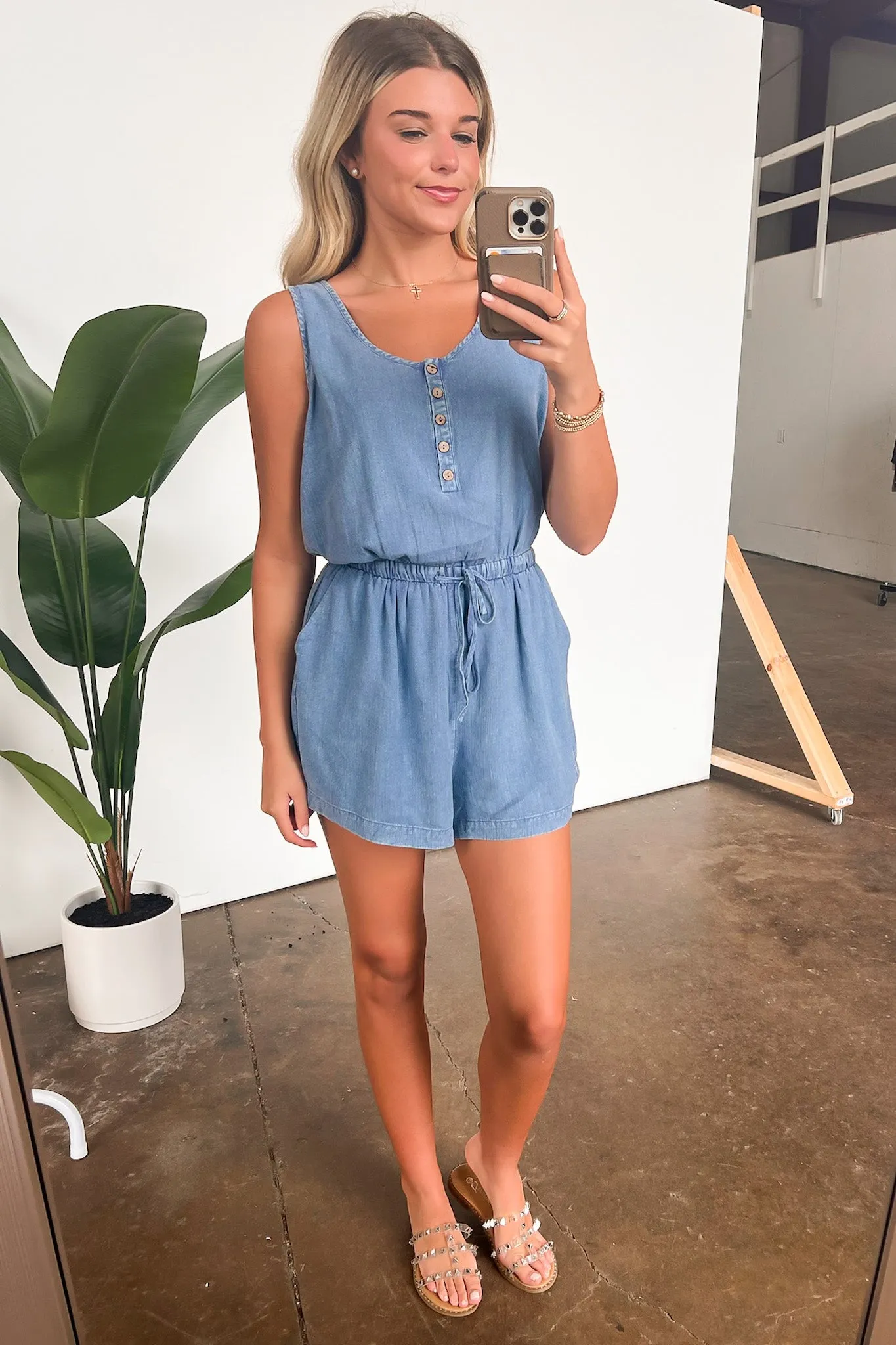 For The Moment Washed Drawstring Romper - FINAL SALE