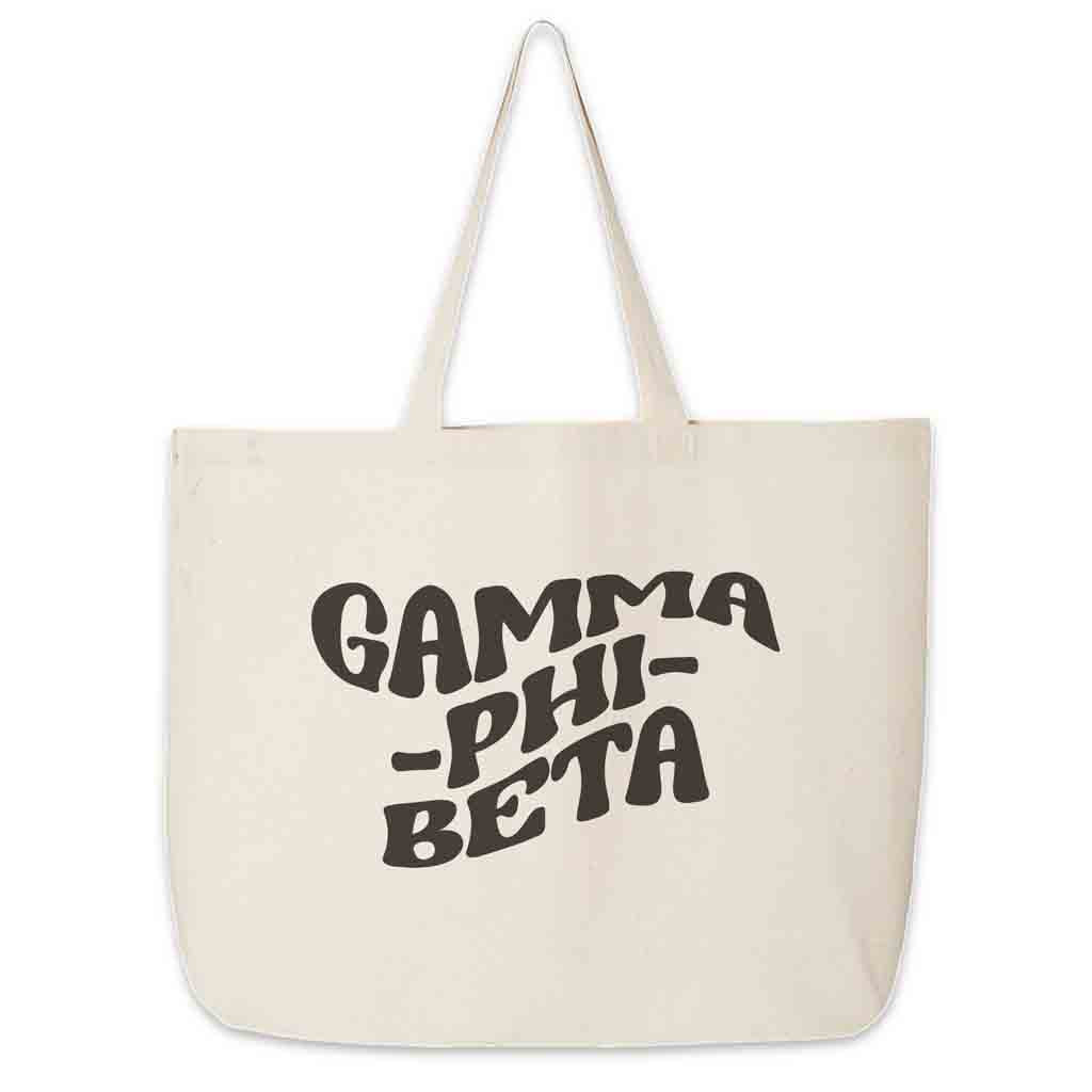 Gamma Phi Beta Large Canvas Sorority Tote Bag with Simple Mod Design