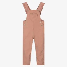 Girls Pink Denim Dungarees