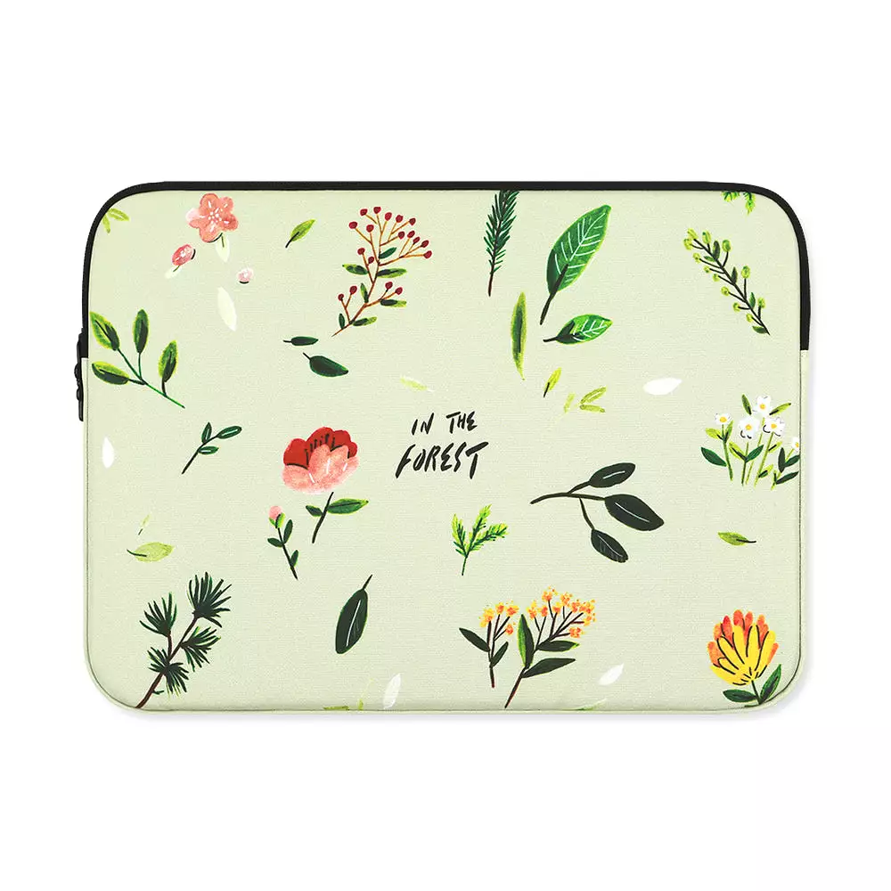 Green Forest Graphic Laptop Sleeves iPad 11 13 15inch Fitted Cases Pouches Protective Covers Purses Handbags Square Cushion Desi