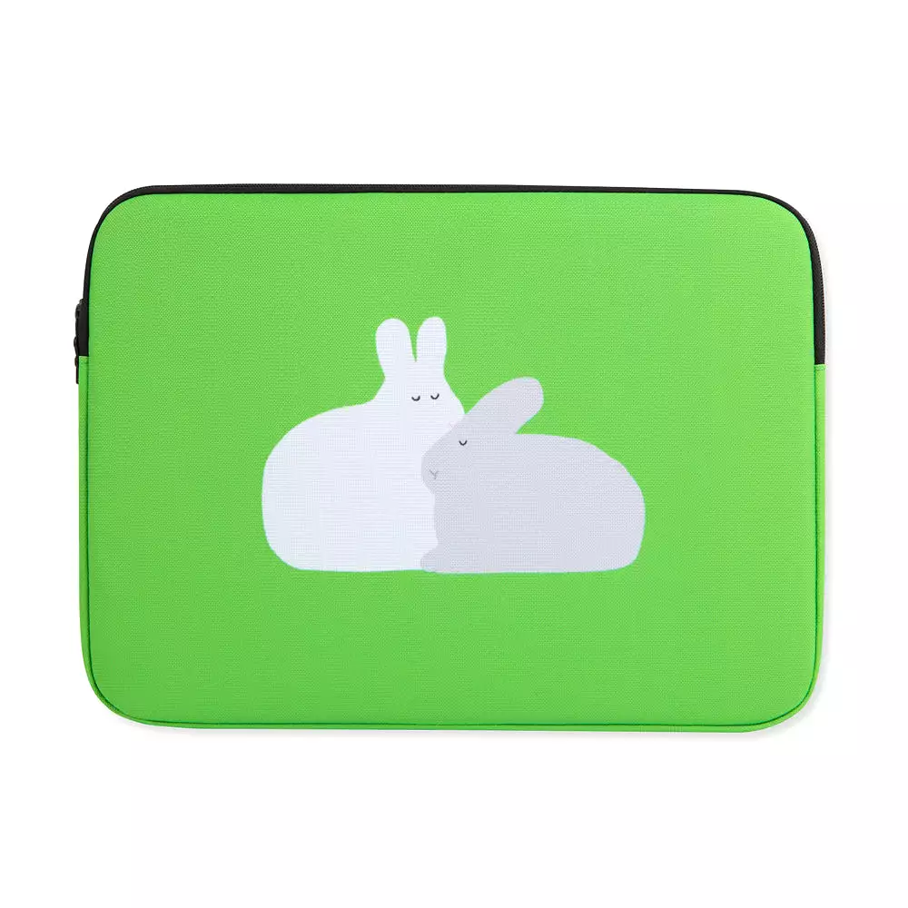 Green Rabbit Graphic Laptop Sleeves 13 15inch Fitted Cases Covers Pouches Protective Purses Handbags Square Cushion School Colla