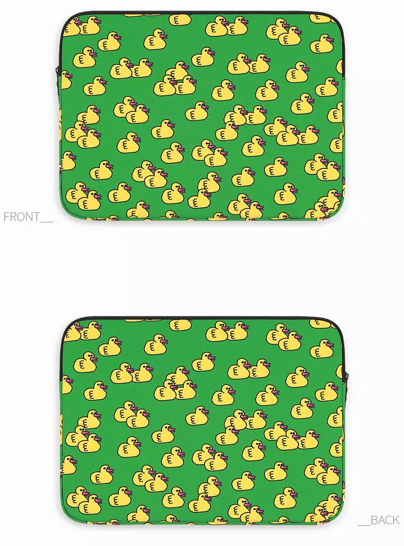 Green Yellow Duck Graphic Laptop Sleeves iPad 11 13 15 inch Cases Protective Covers Handbags Square Pouches Designer Artist Prin