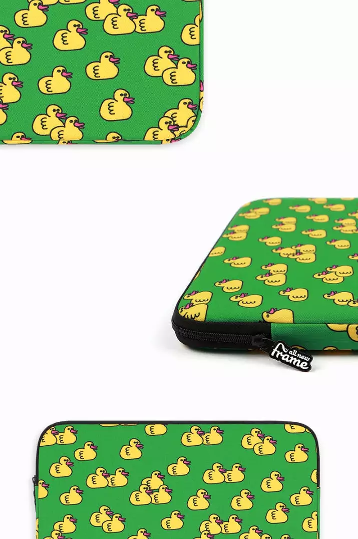 Green Yellow Duck Graphic Laptop Sleeves iPad 11 13 15 inch Cases Protective Covers Handbags Square Pouches Designer Artist Prin