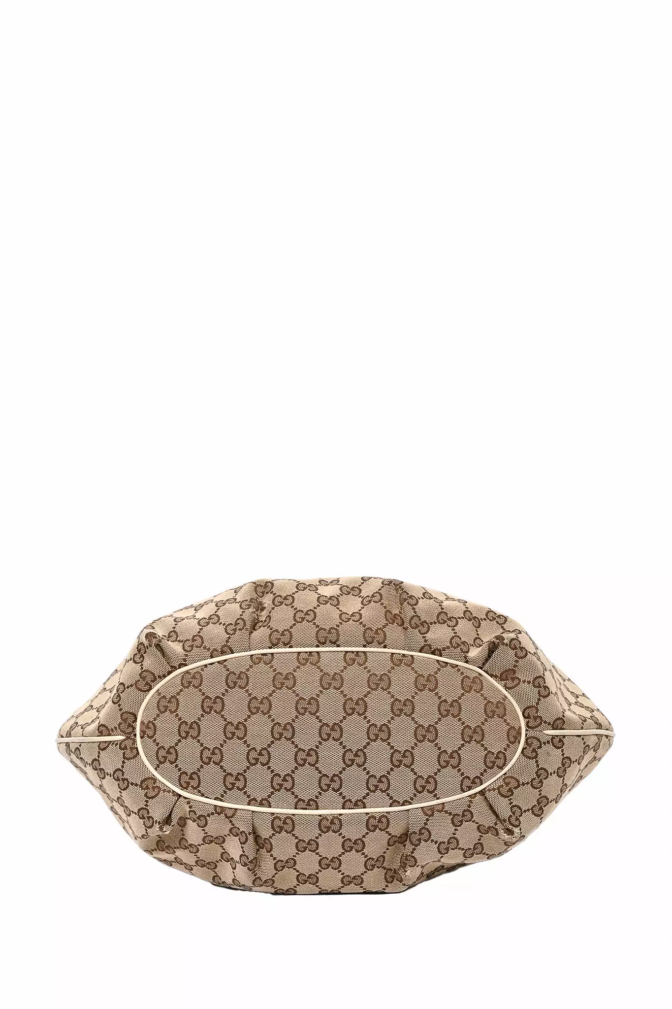 Gucci GG Canvas White Braided Leather Tote