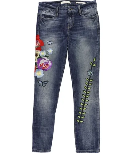 Guess Womens Embroidered Skinny Fit Jeans