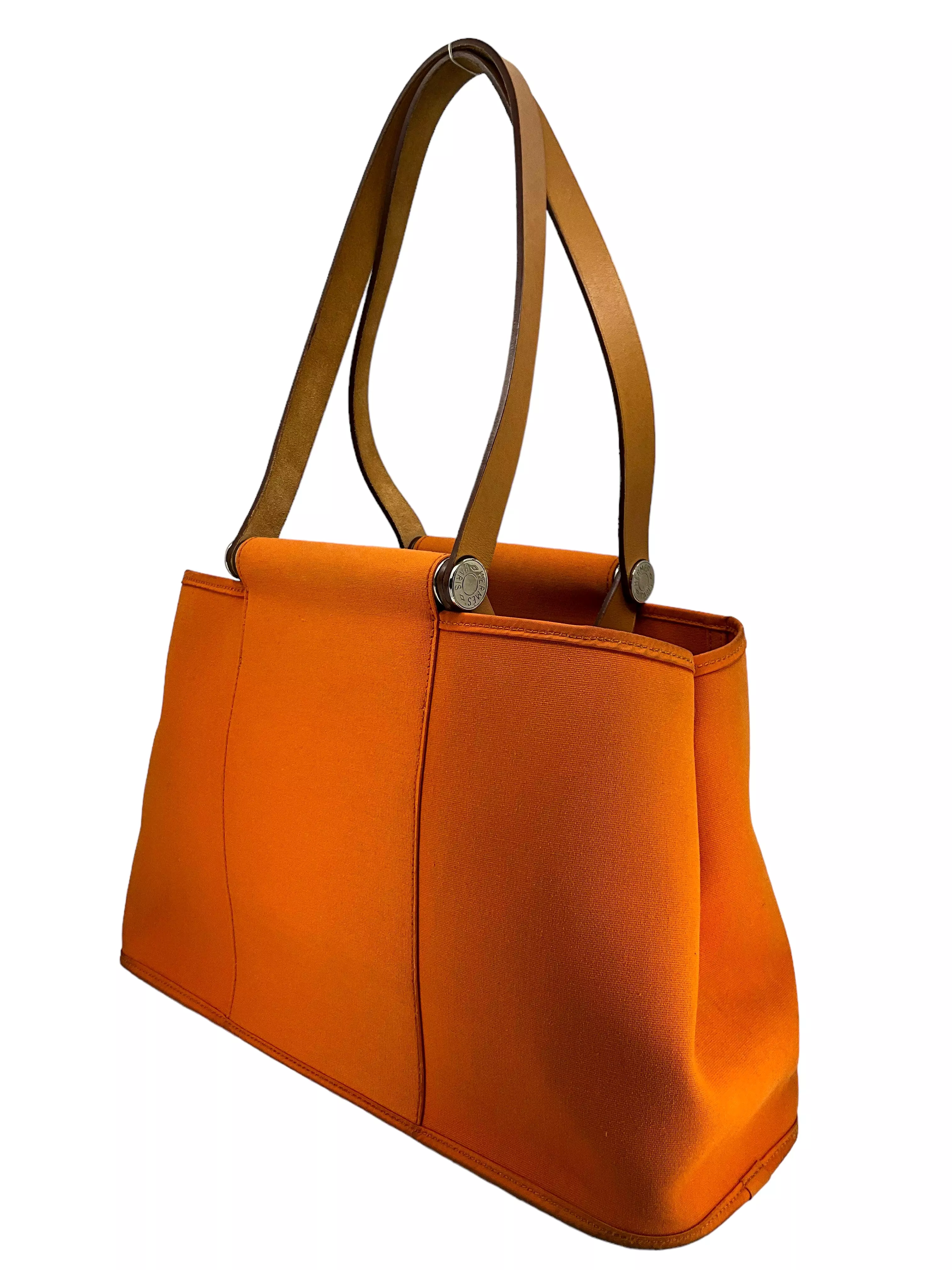 Hermes Orange Canvas Cabag Elan PM Tote Bag