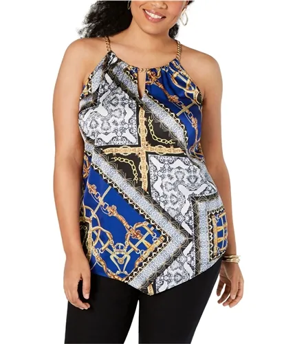 I-N-C Womens Scarf Print Halter Top Shirt