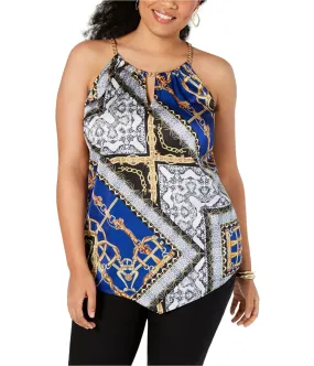 I-N-C Womens Scarf Print Halter Top Shirt