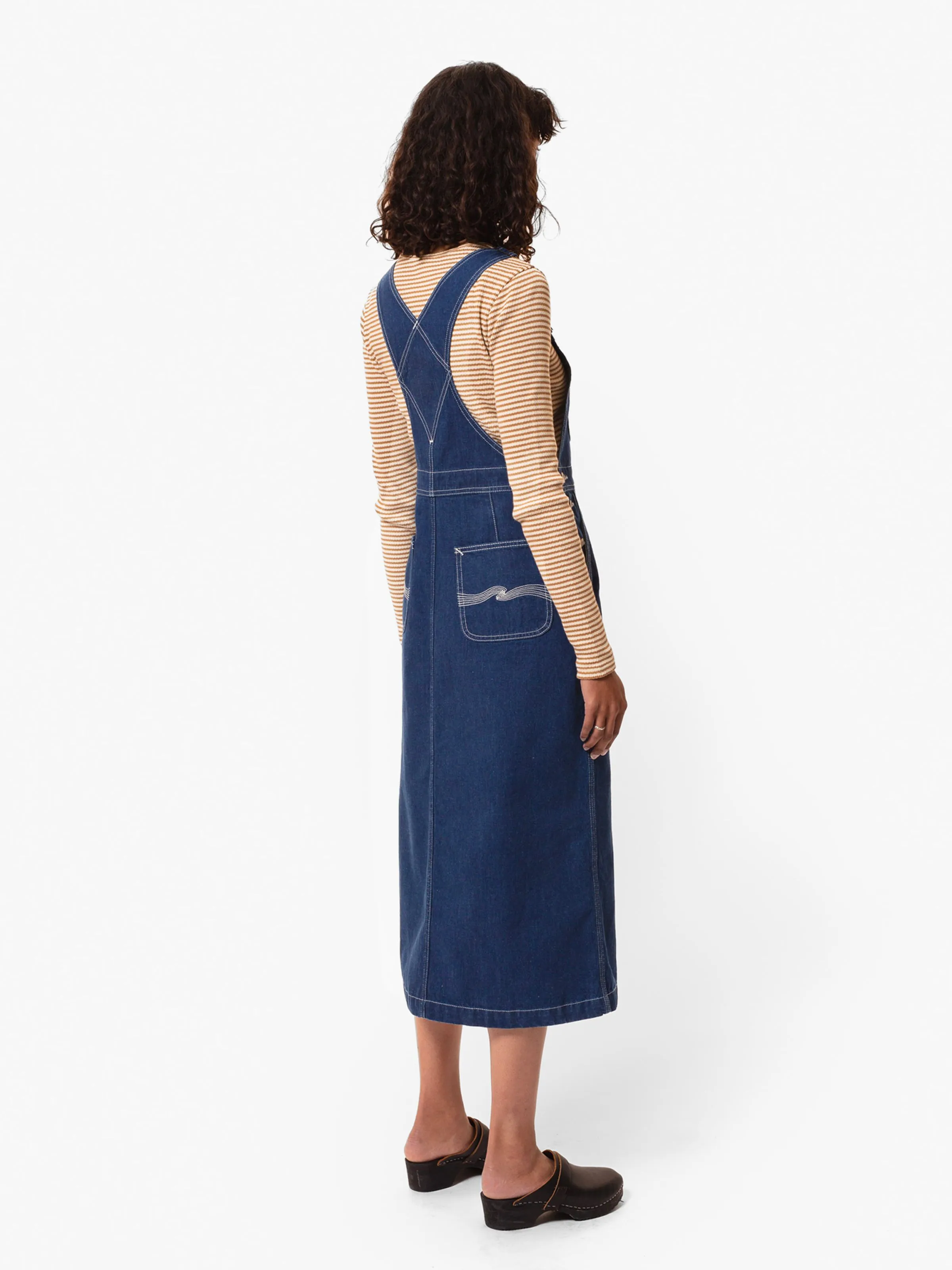 Inger Utility Denim Dungarees Dress Blue