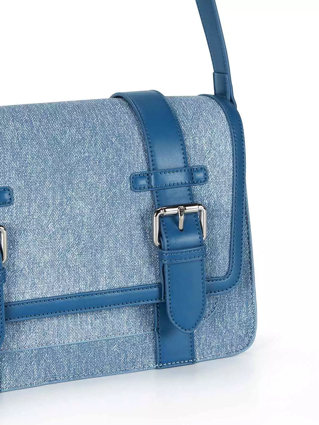 Jane Messenger Bag- Denim Leather