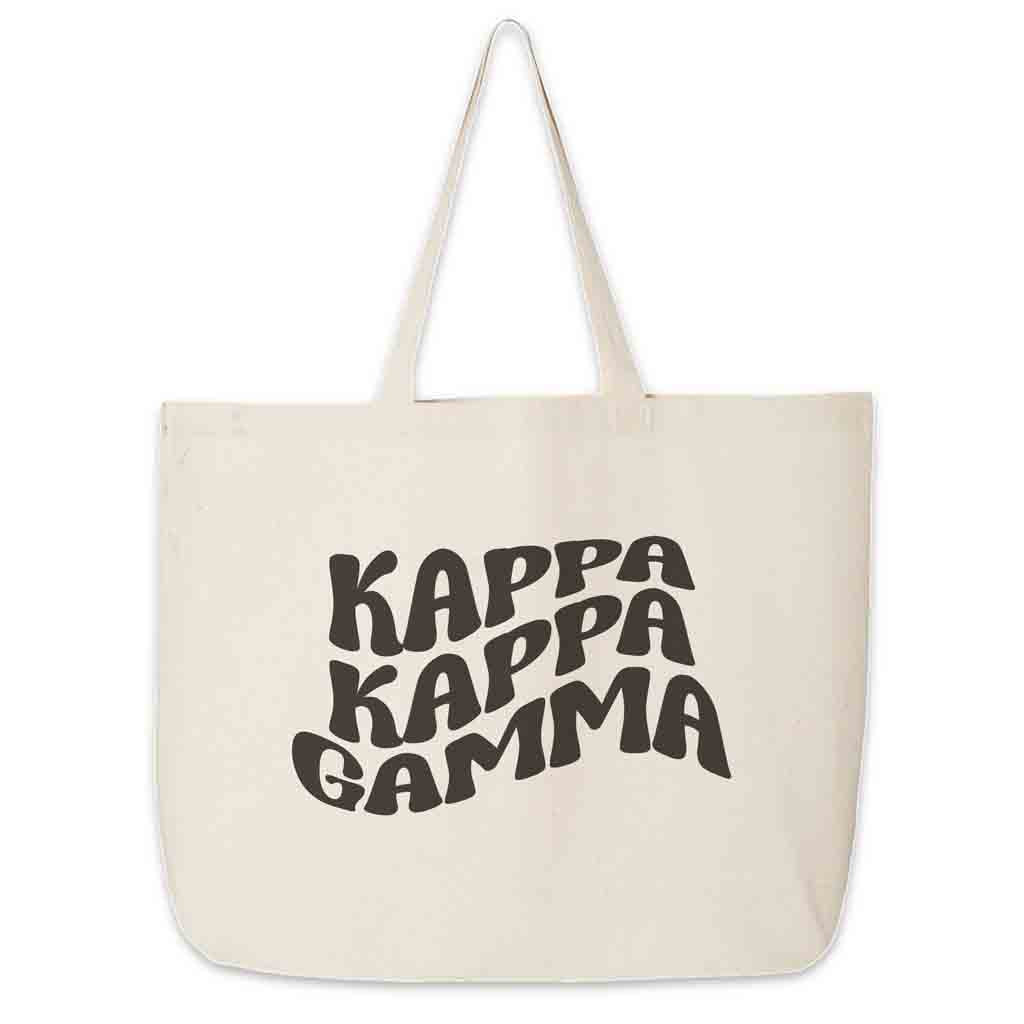 Kappa Kappa Gamma Large Canvas Sorority Tote Bag with Simple Mod Design