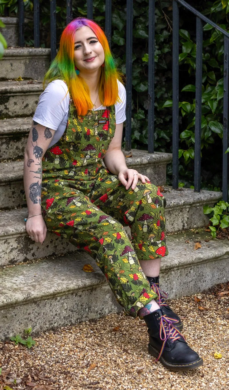 Katie Abey Mushroom Dungarees