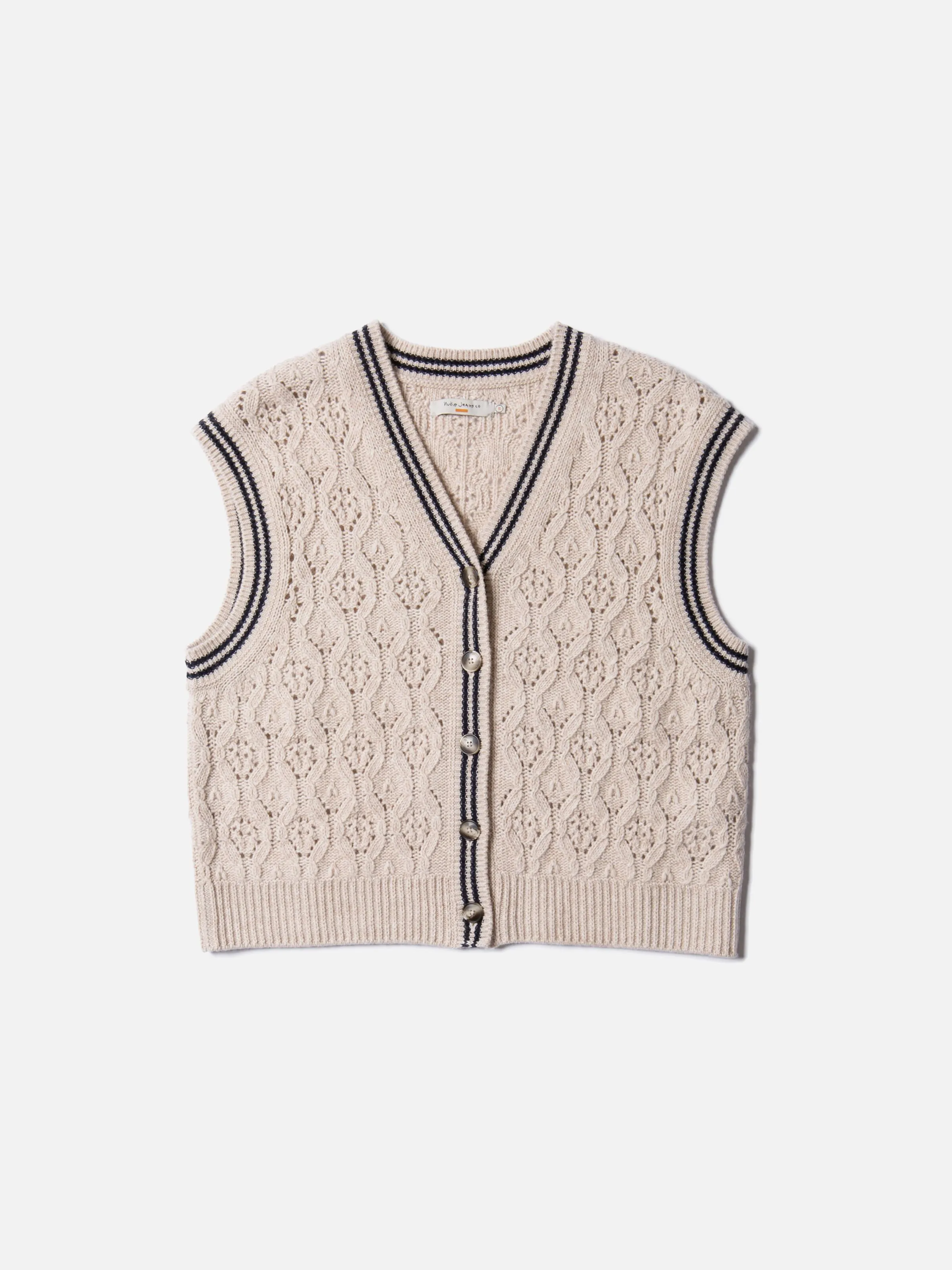 Kim Pointelle Knit Vest Oat