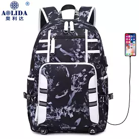 Large capacity travel men's printed computer backpack for men