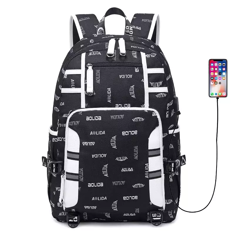 Large capacity travel men's printed computer backpack for men