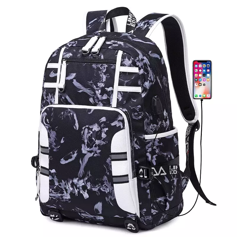 Large capacity travel men's printed computer backpack for men