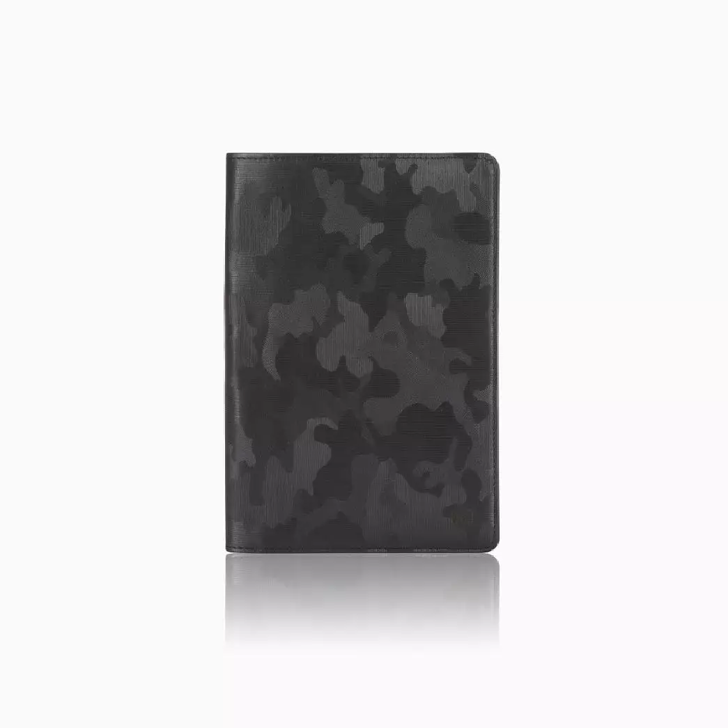 Leather A5 Notebook Cover, Black Camo