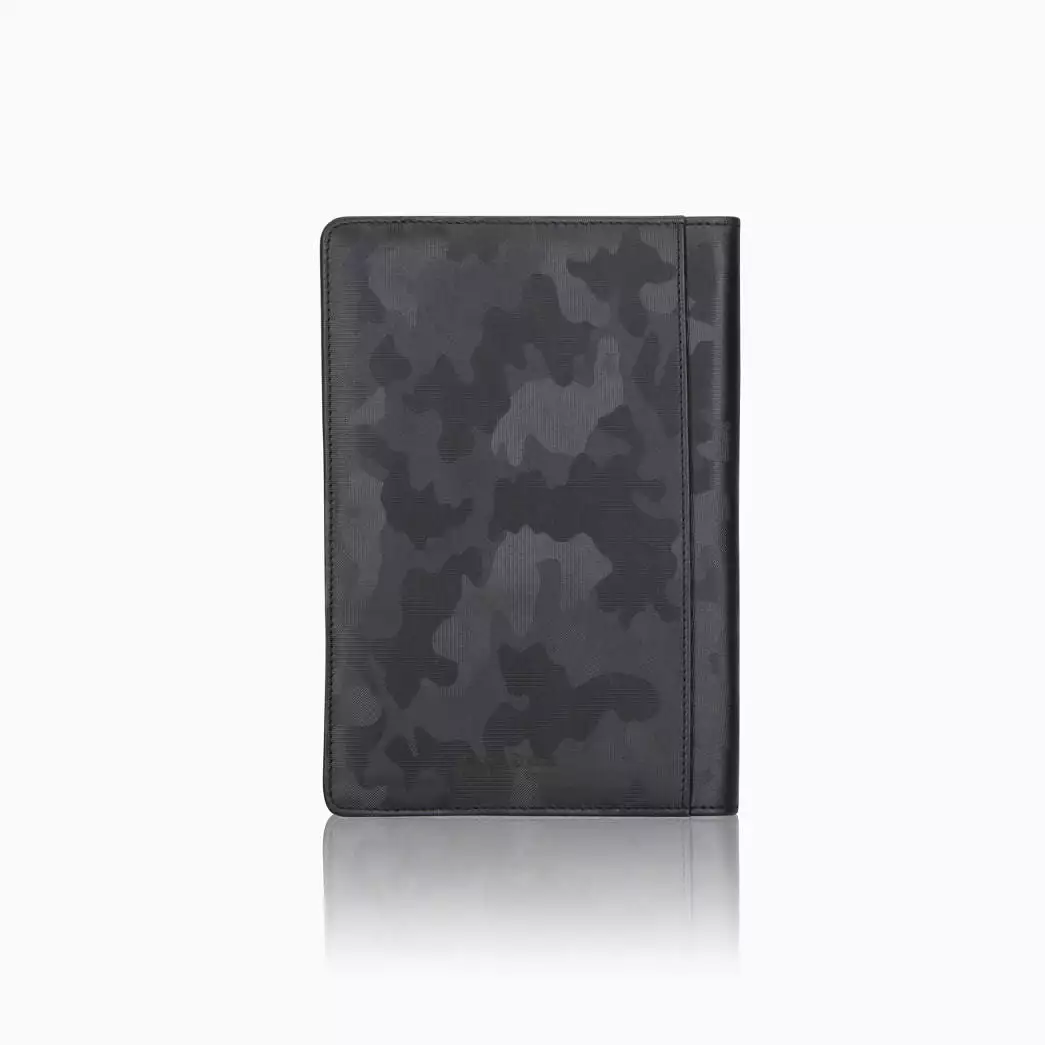 Leather A5 Notebook Cover, Black Camo