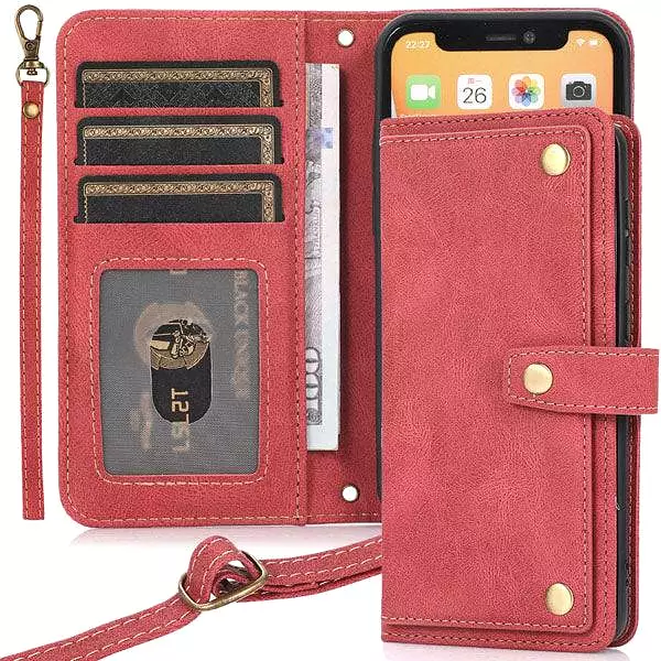 Leather Crossbody Shockproof Wallet Phone Case for iPhone 13 Series