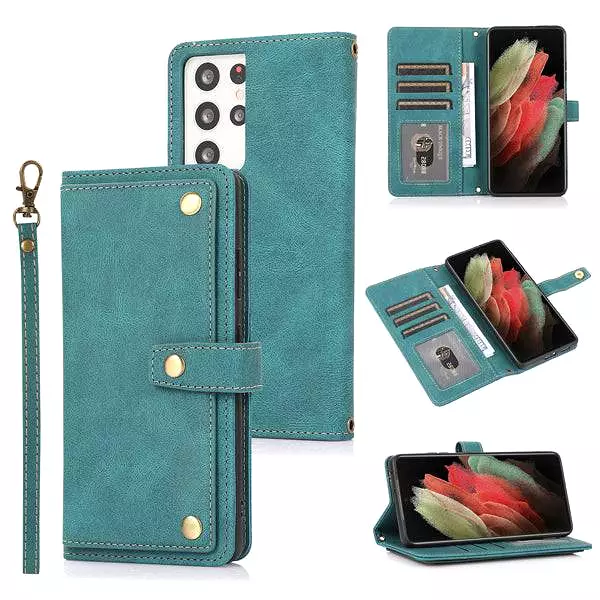 Leather Crossbody Shockproof Wallet Phone Case for Samsung S21 Ultra