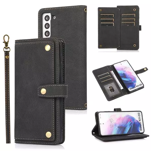 Leather Crossbody Shockproof Wallet Phone Case for Samsung S21