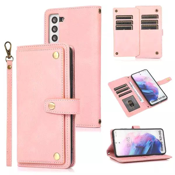 Leather Crossbody Shockproof Wallet Phone Case for Samsung S21