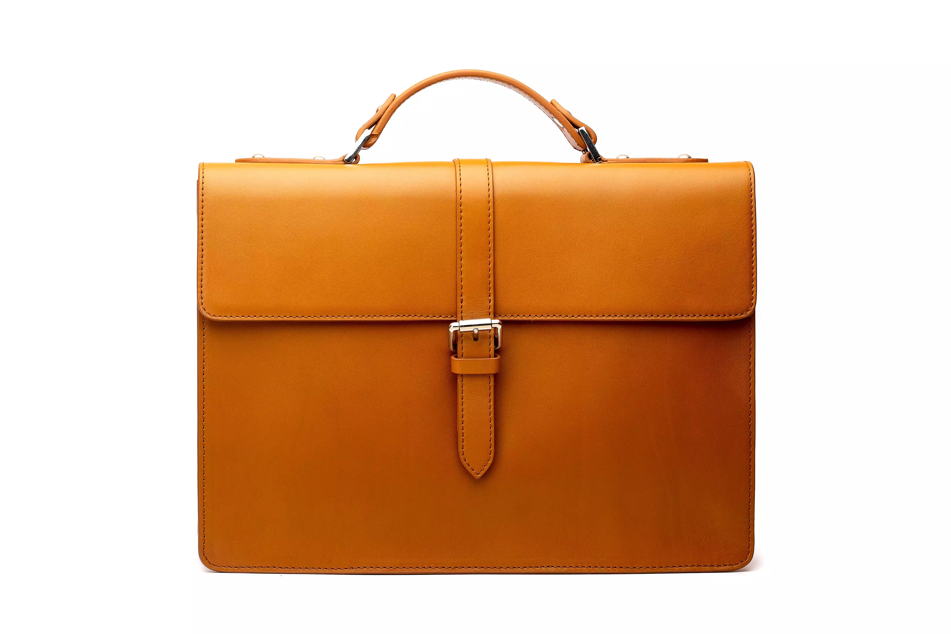 Leather Laptop Briefcase - Tan