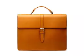 Leather Laptop Briefcase - Tan