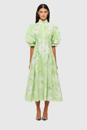 Leo Lin Anneke Drawstring Midi Dress - Jasmine Sage Print