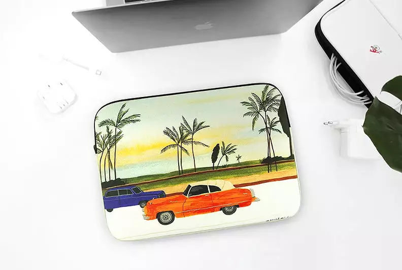 Light Green Graphic Laptop Sleeves 13 15 inch Cases Protective Covers Handbags Square Pouches Designer Artist Prints Cute Lightw