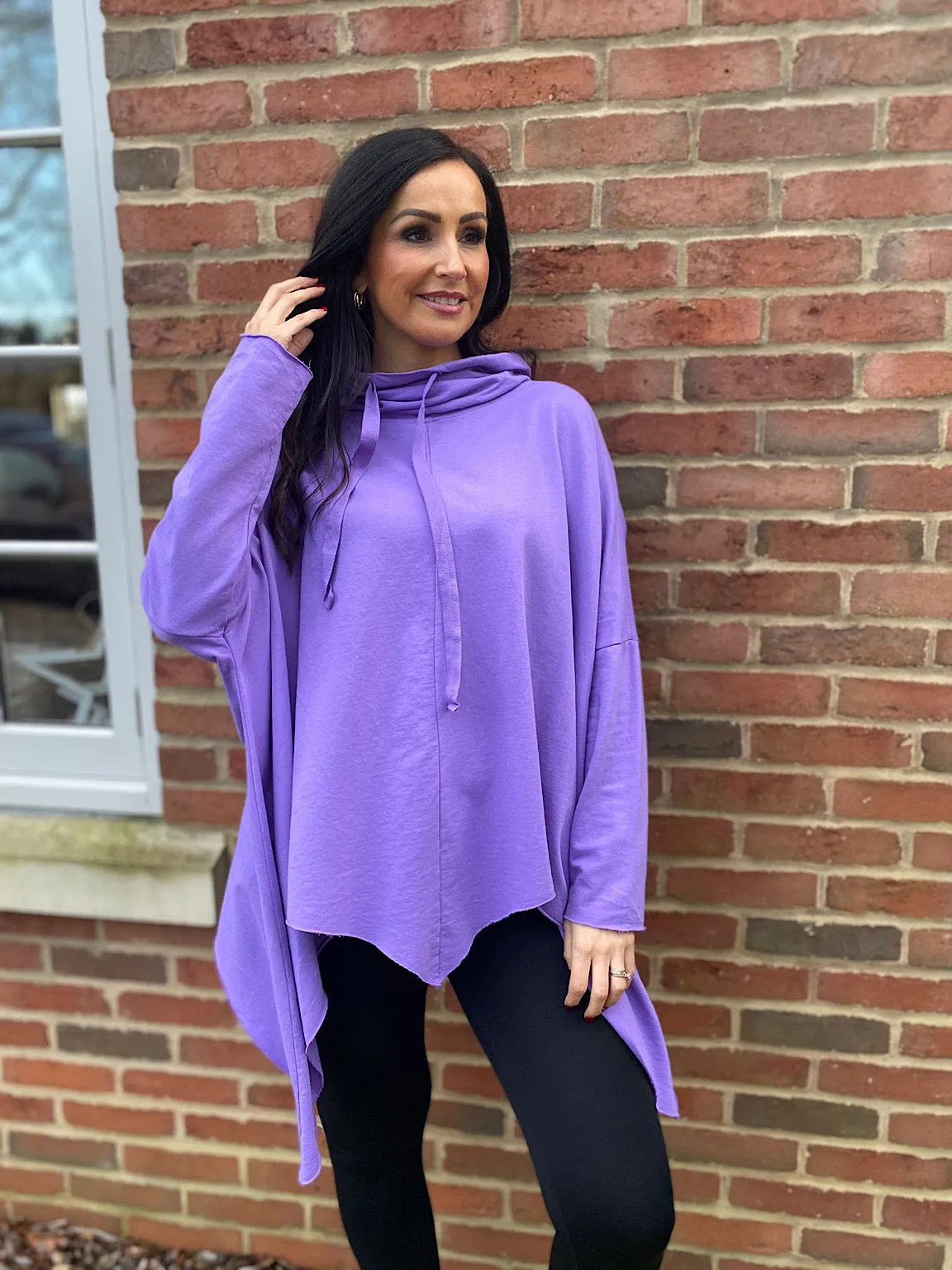 Lilac Drawstring Cowl Neck Sweatshirt Louise