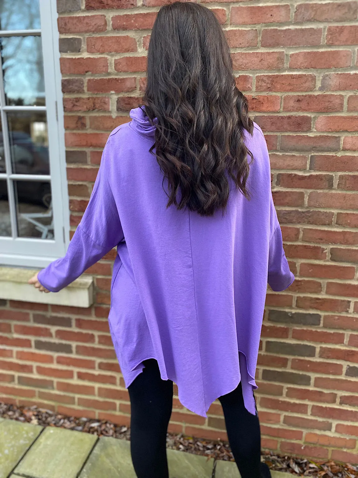 Lilac Drawstring Cowl Neck Sweatshirt Louise