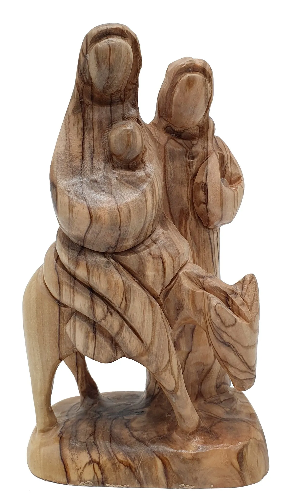 live Wood Nativity Statue - Flight to Egypt Scene, Jesus, Mary, and Joseph - Holy Land Crafted in Israel - Mary and Joseph Figur