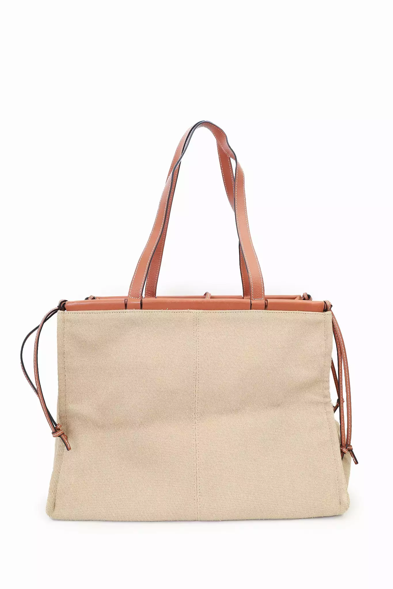 Loewe 2019 Tan/Brown Canvas/Leather Cushion Tote Bag