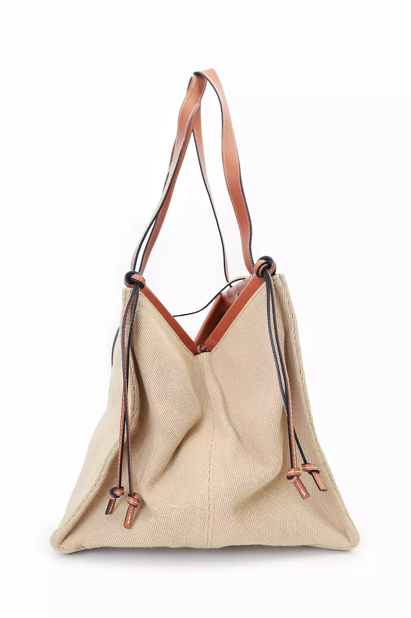 Loewe 2019 Tan/Brown Canvas/Leather Cushion Tote Bag