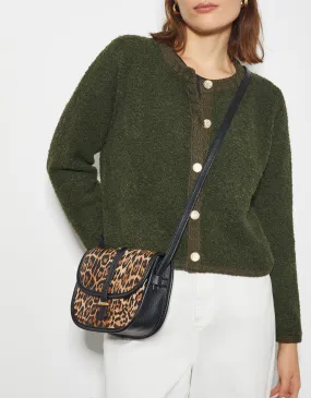 Mava Leopard Print Faux Leather Cross-Body Bag