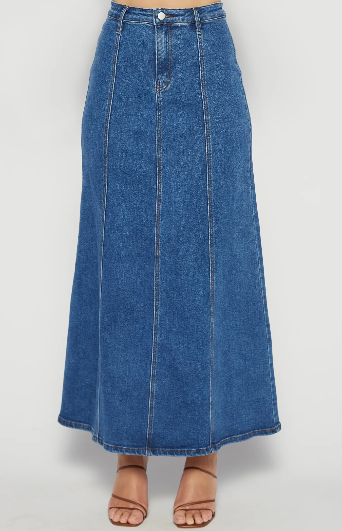 Maxi Denim Skirt with Panel Details (SDM136) 