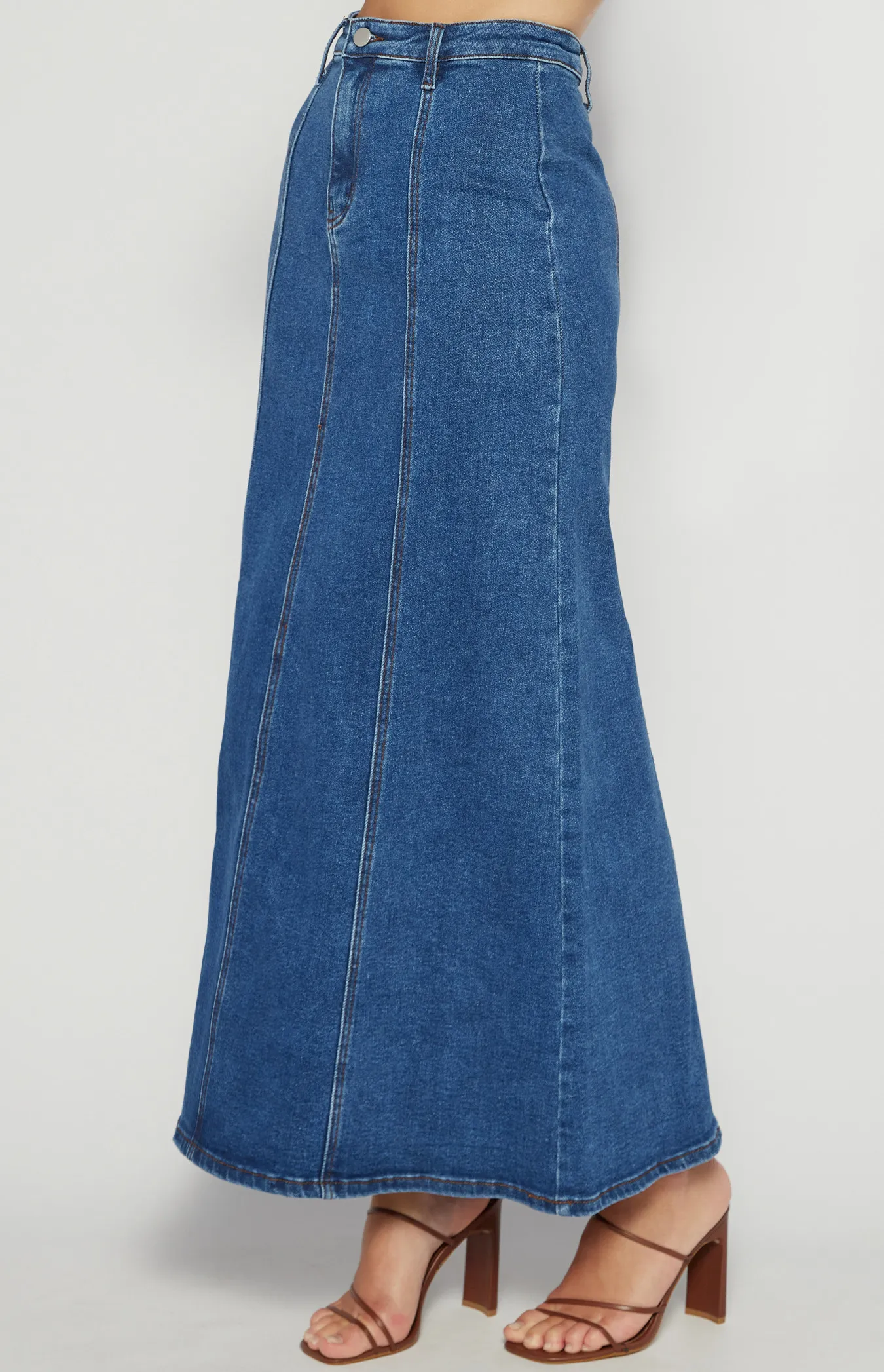 Maxi Denim Skirt with Panel Details (SDM136) 