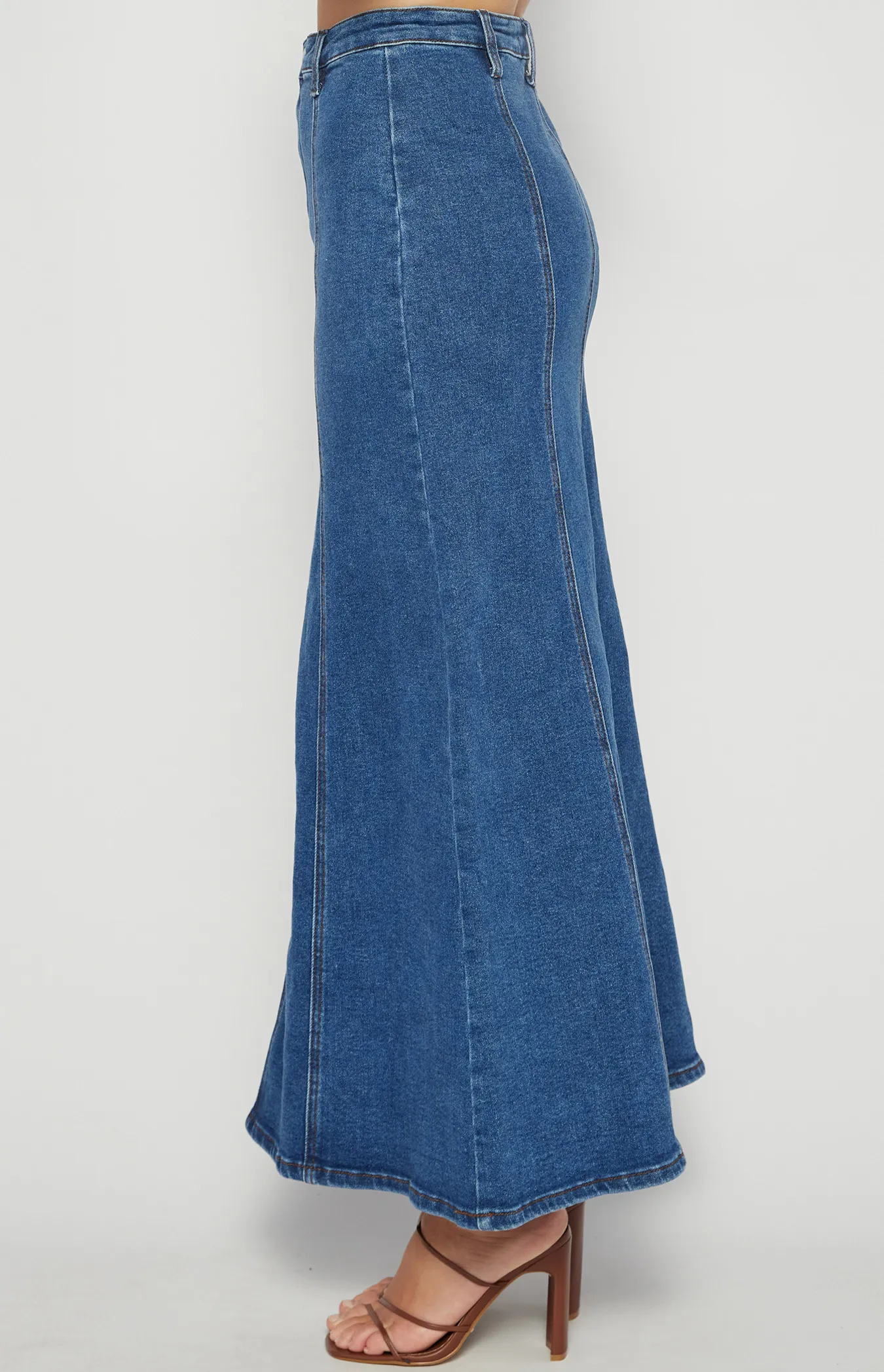 Maxi Denim Skirt with Panel Details (SDM136) 