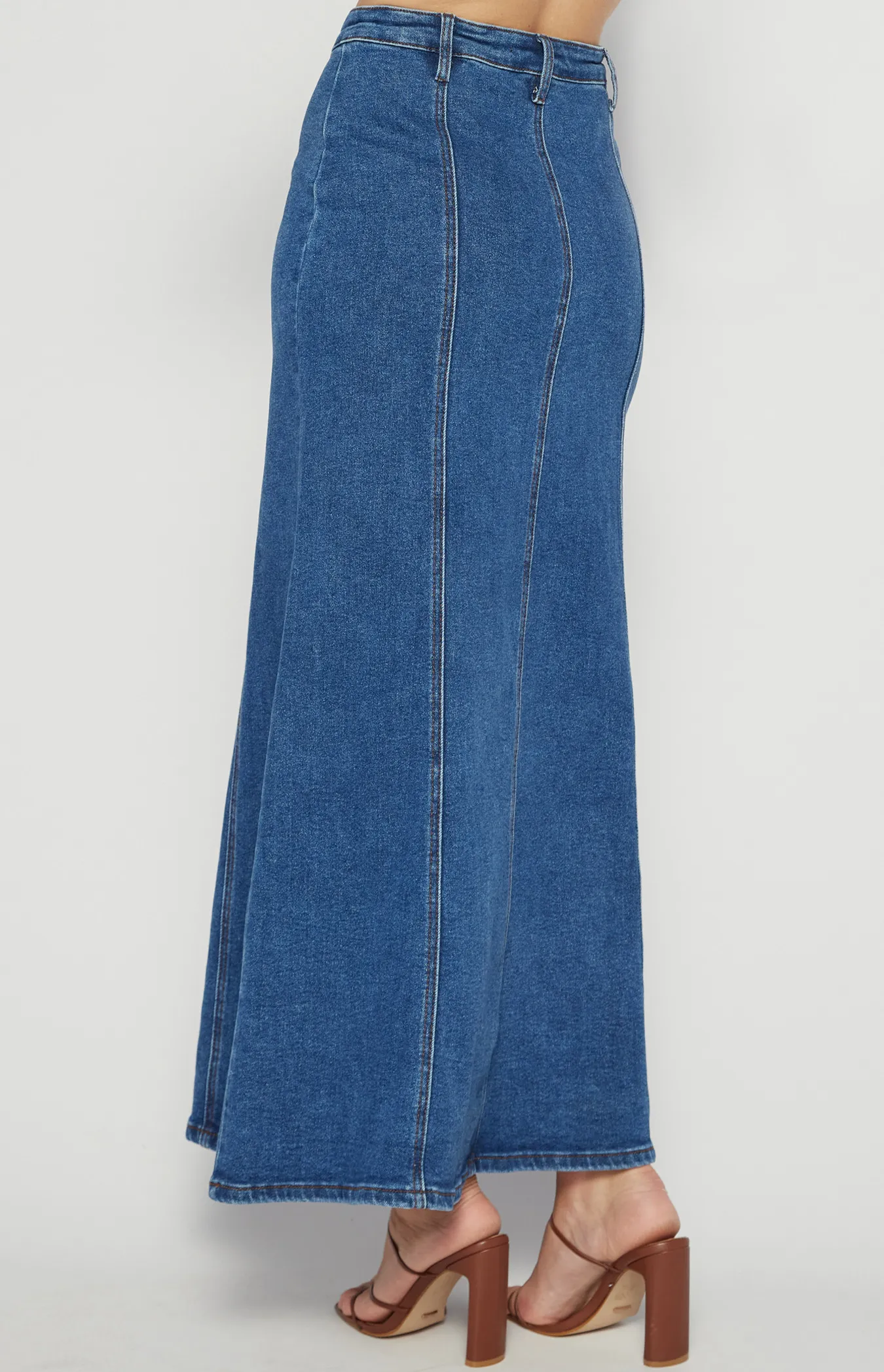 Maxi Denim Skirt with Panel Details (SDM136) 