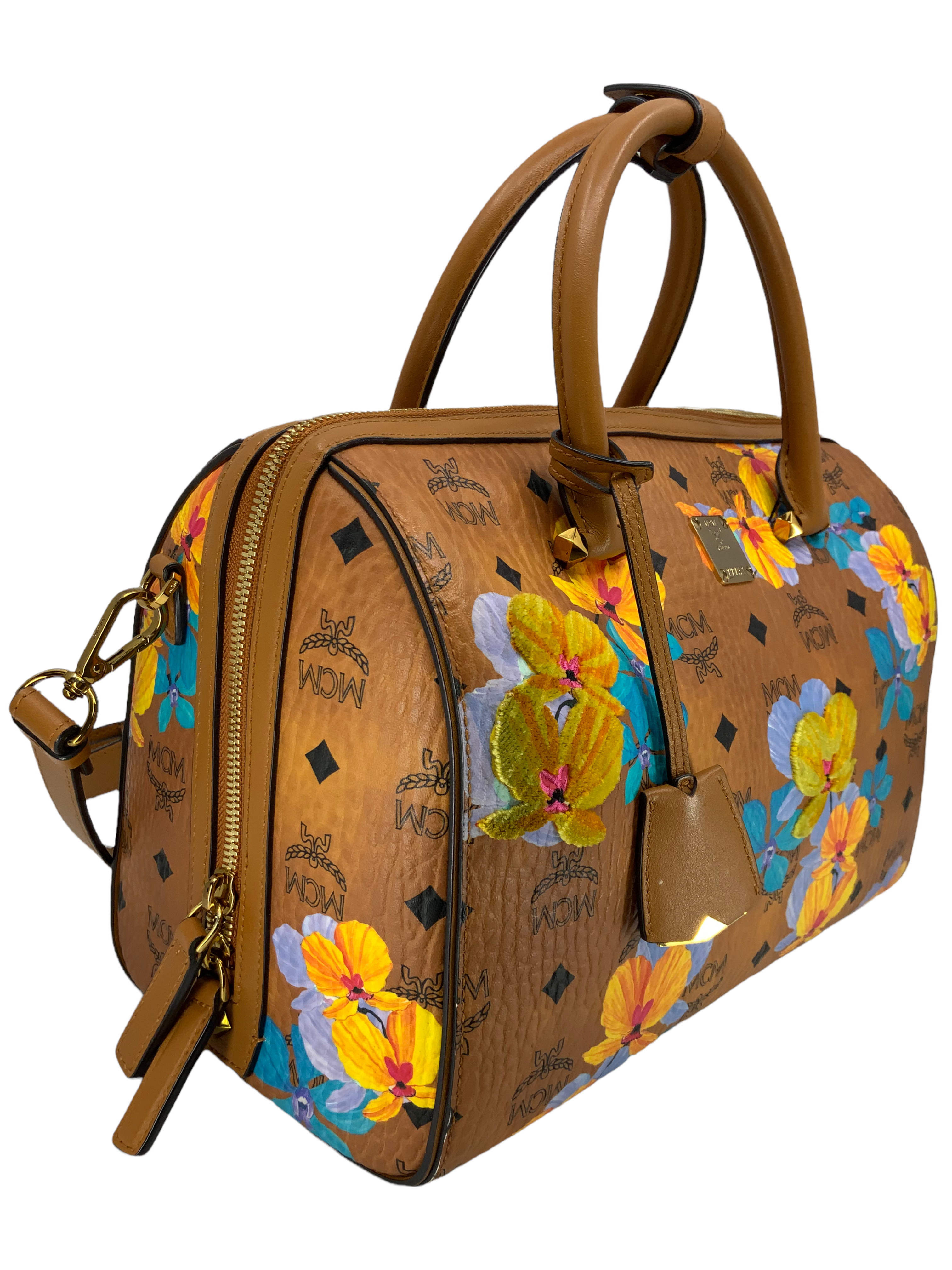 MCM Boston Coated Canvas Bowler Bag