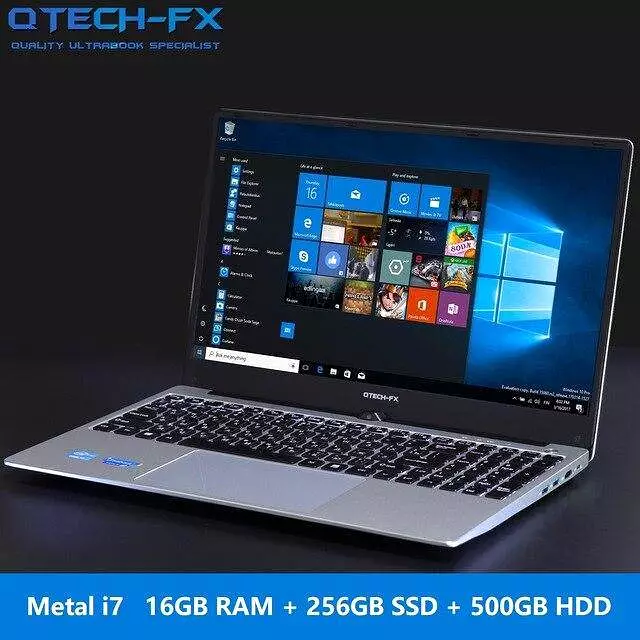 Metal i7 256GB SSD 16GB RAM 1TB 15.6 Core CPU Windows 10 Keyboard Backlit