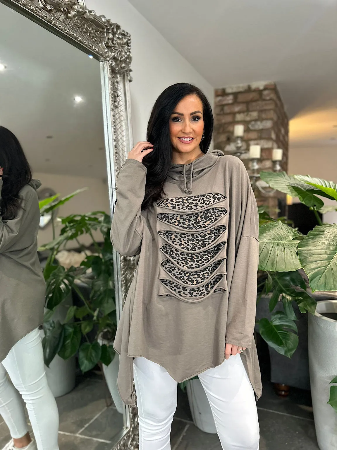 Mocha  Animal Distressed Sweatshirt Kellie