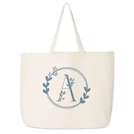 Monogrammed Tote Bag Personalized a Floral Theme Design