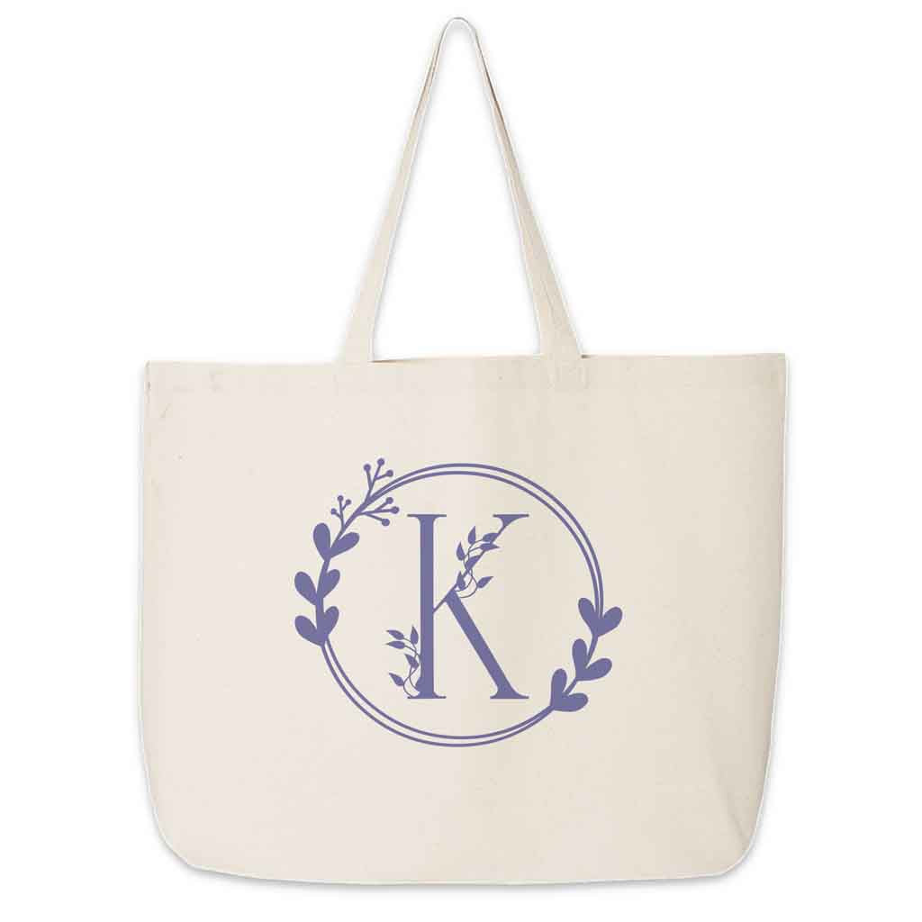 Monogrammed Tote Bag Personalized a Floral Theme Design