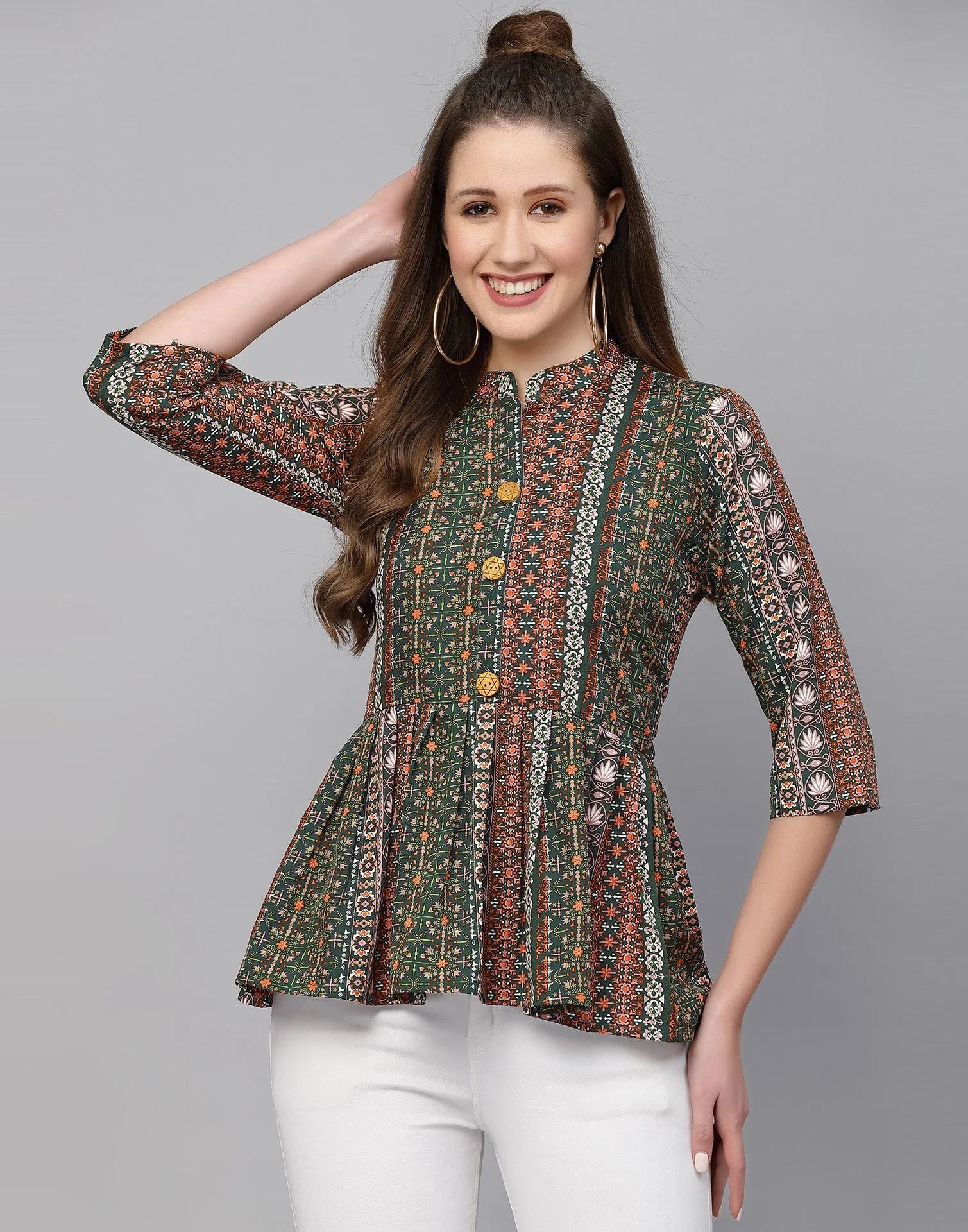 Multicoloured Polyester Fit & Flare Top