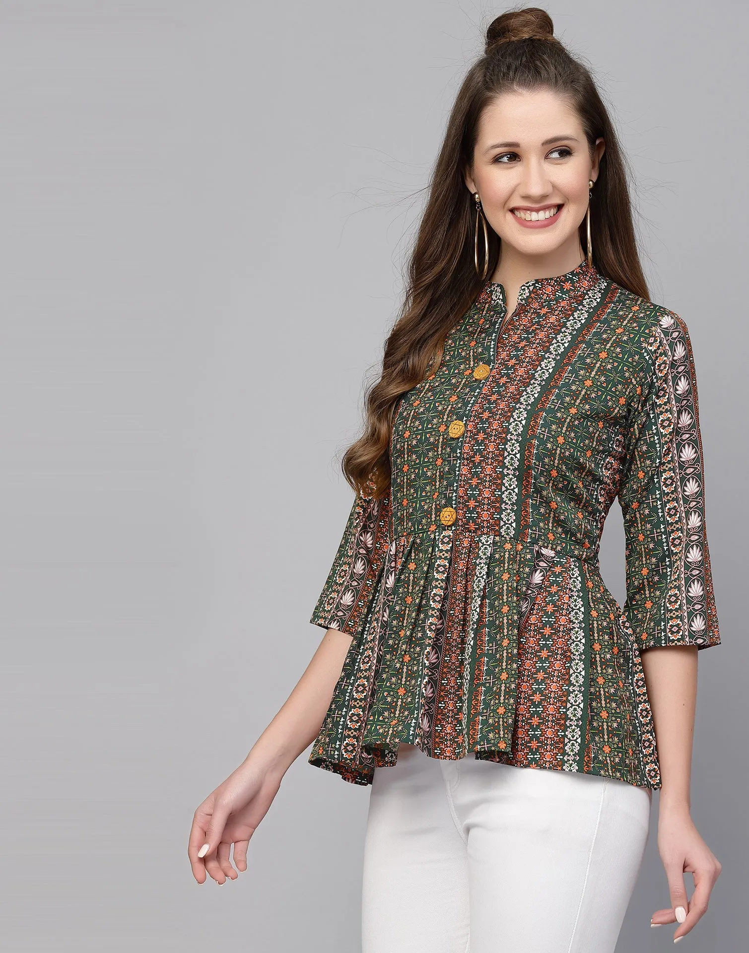 Multicoloured Polyester Fit & Flare Top